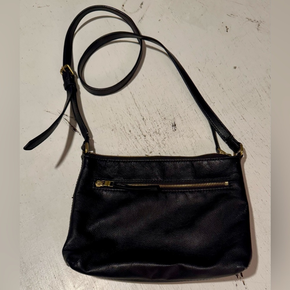Fossil Black Leather Crossbody Bag